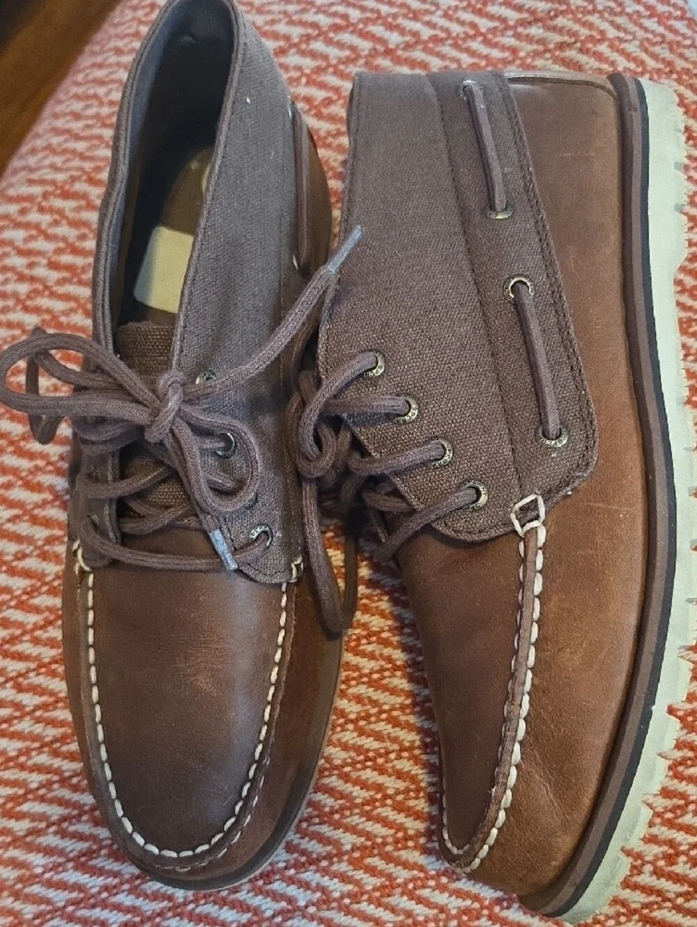 Men's Brown Leather and Canvas Boat Chukka Shoes
